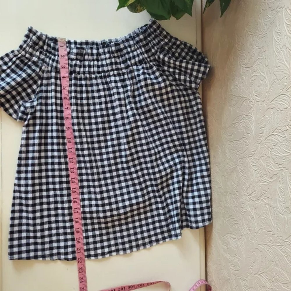 Pleione Gingham Seersucker Smocked Short Sleeve Blouse Size XS - Picture 8 of 8